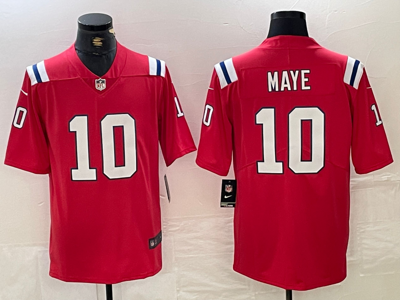 Men's New England Patriots Drake Maye #10 Red Jersey